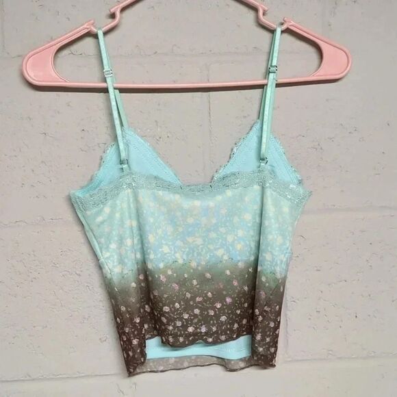 Wild Fable Microfloral Sheer Cottagecore Cropped Camisole Fairycore Size XS - Picture 2 of 7